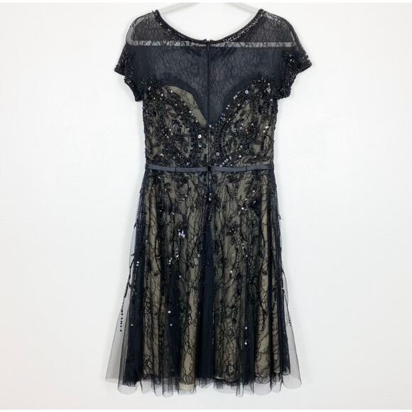 Basix Black Label Sequin Beaded Lace Dress Size 6 - Picture 8 of 13